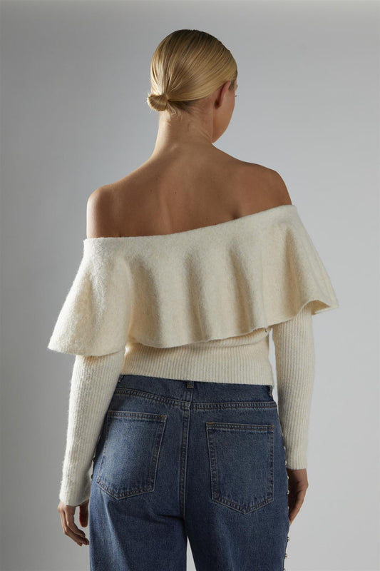 Cream Peplum-Bardot Jumper