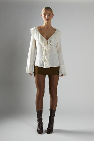 Off-White Ruffle-Front Blouse