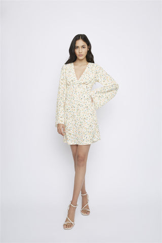 Orange Ditsy-Floral Mini-Dress
