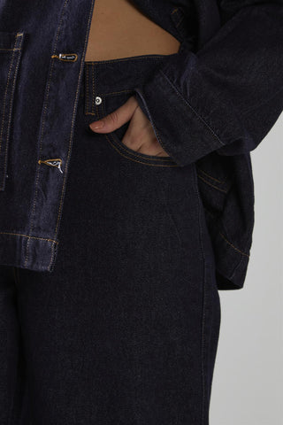 Dark-Indigo Wide-Leg Jeans