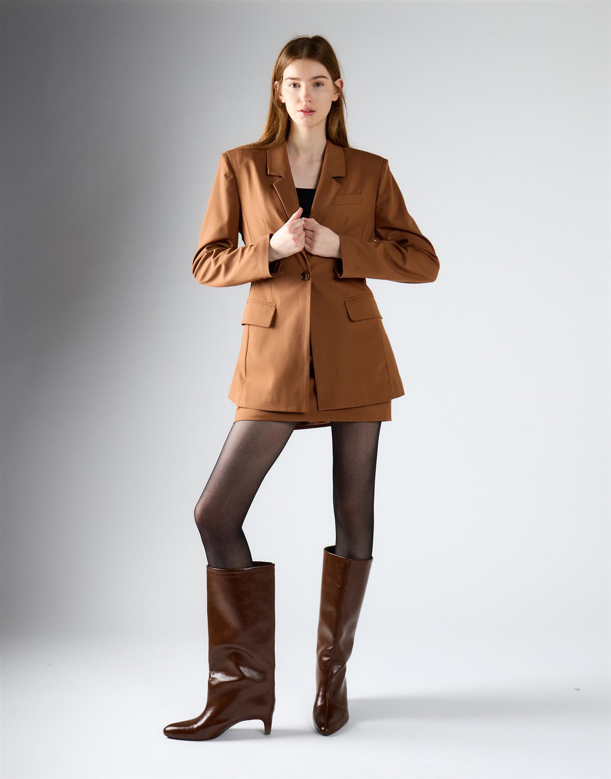 Rust Brown Cinched Waist Blazer