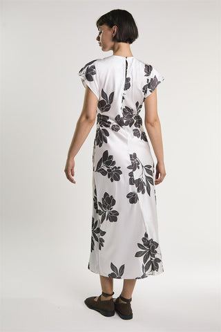 White Brown Floral T-Shirt Dress