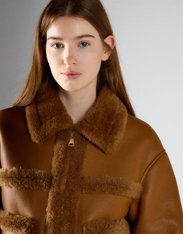 Tan Fur Contrast Coat