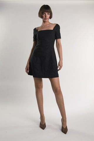 Black Square-Neck Mini-Dress