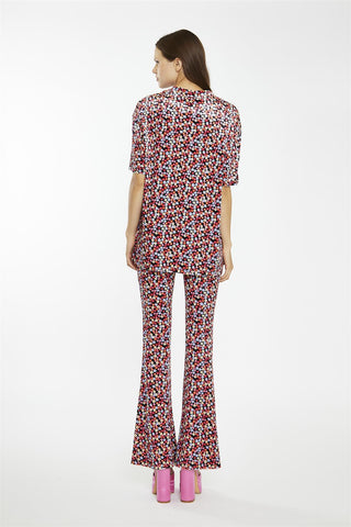Multi-Ditsy-Velvet Flared High Waisted-Leggings