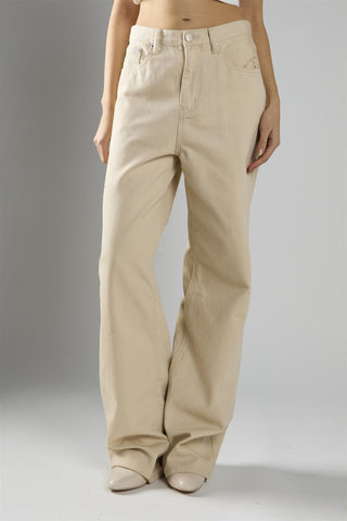 Ecru High-Waisted Straight-Leg Jeans