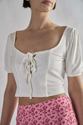 Off-White Tie-Front-Crop-Tops