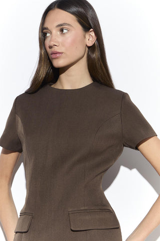 Brown Tailored Mini Dress