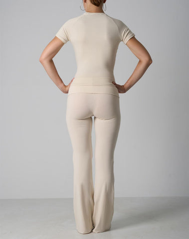 Agon Cream Short-Sleeve Top & Micro-Flare Legging Set