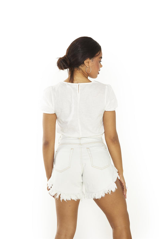 Off-White Crew-Neck Crop-Top