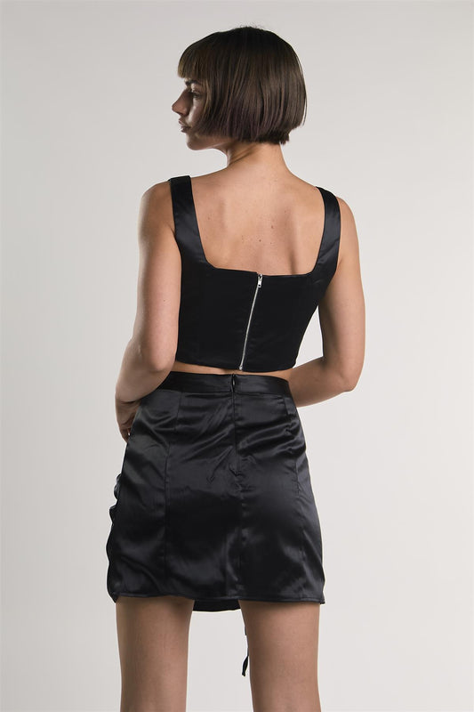 Black Ruched Mini Skirt