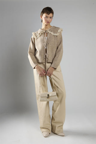 Ecru High-Waisted Straight-Leg Jeans