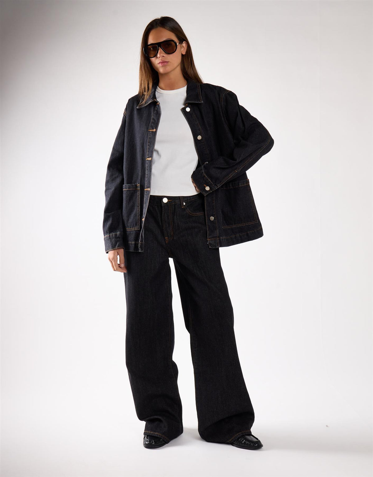Indigo Mid Rise Baggy Jeans