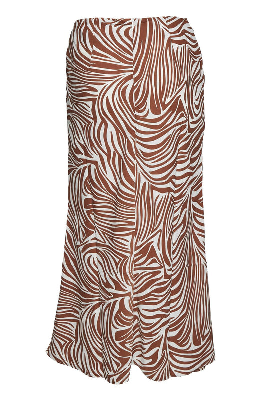 White-Tan-Zebra Midi-Skirt