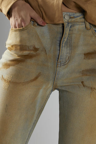 Blue-Mud-Wash Flared Jeans