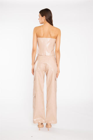 Stone Pu Cargo Trousers