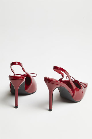 Cherry-Red Bow Slingback-Heels