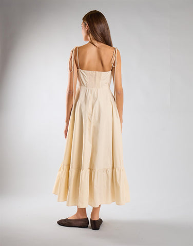 Bone Bustier Style Floaty Midaxi Dress