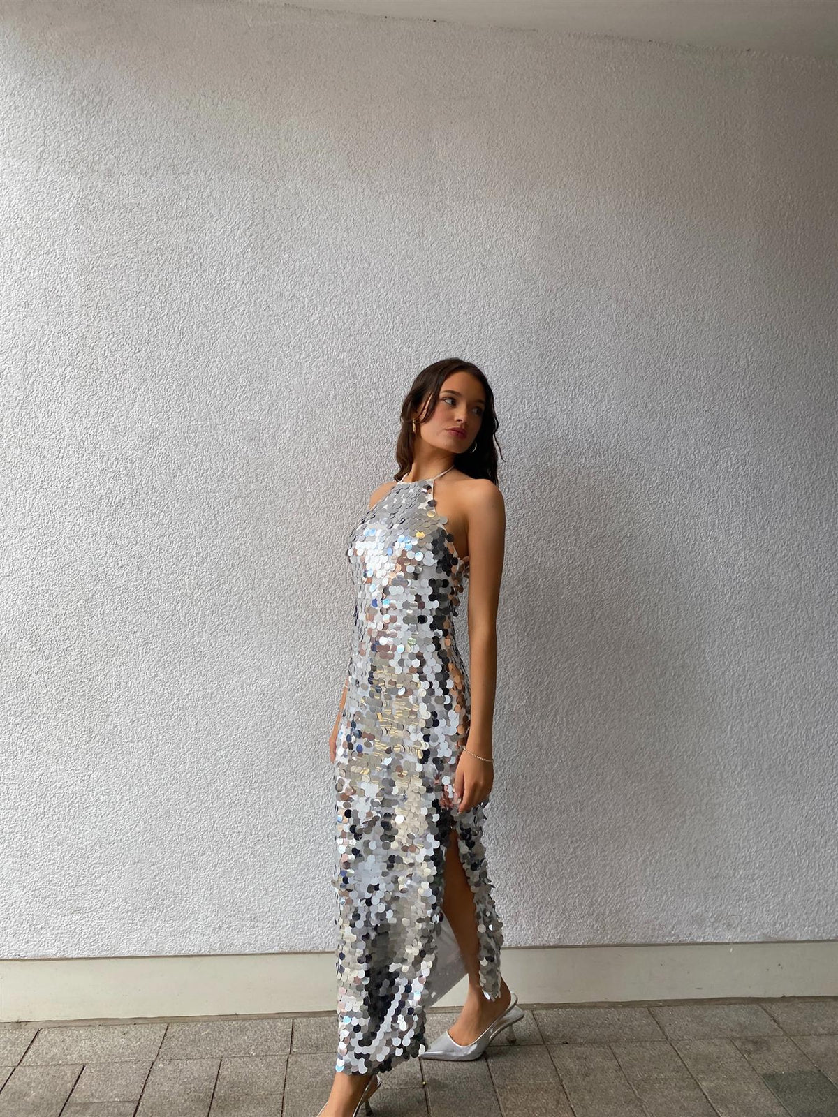 Selena Halterneck Sequin Maxi Dress -Silver Selena Halterneck Sequin Maxi Dress -Silver