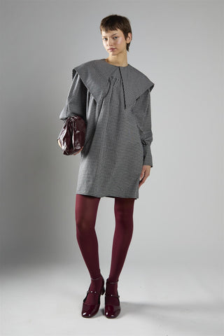 Black Check Oversized Collar Mini Dress
