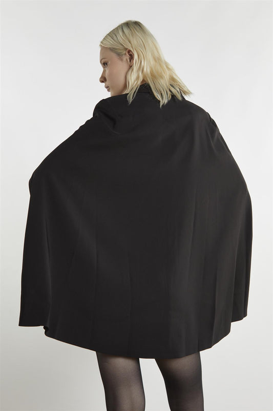 Black Blazer-Cape Mini-Dress