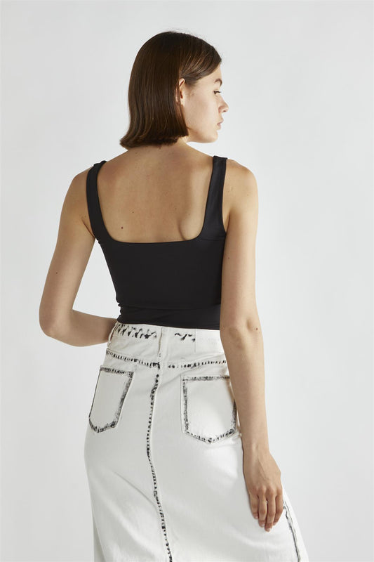 Square Neck Tank Top - Black