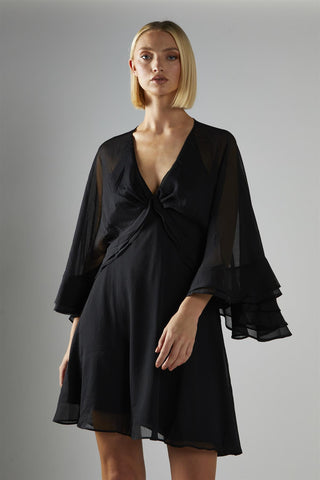 Black V-Neck-Swing Mini-Dress