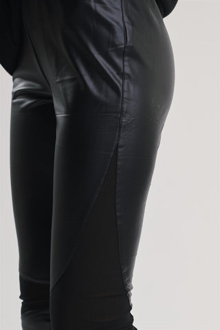 Black Leather Look High Waisted Leggings