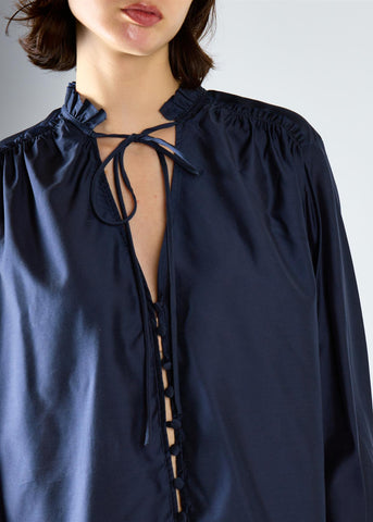 Navy Tie Chiffon Blouse