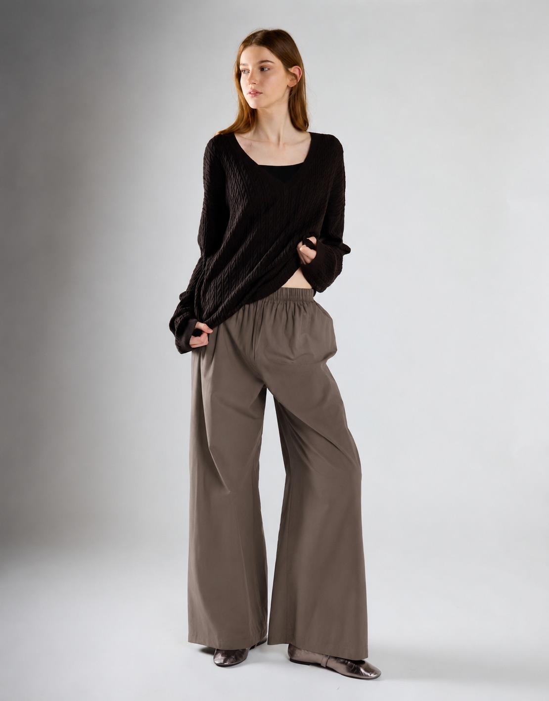 Smoke Brown Wide Leg Trousers
