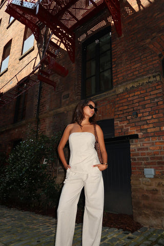 Natural-Ecru Bandeau Sleeveless-Top