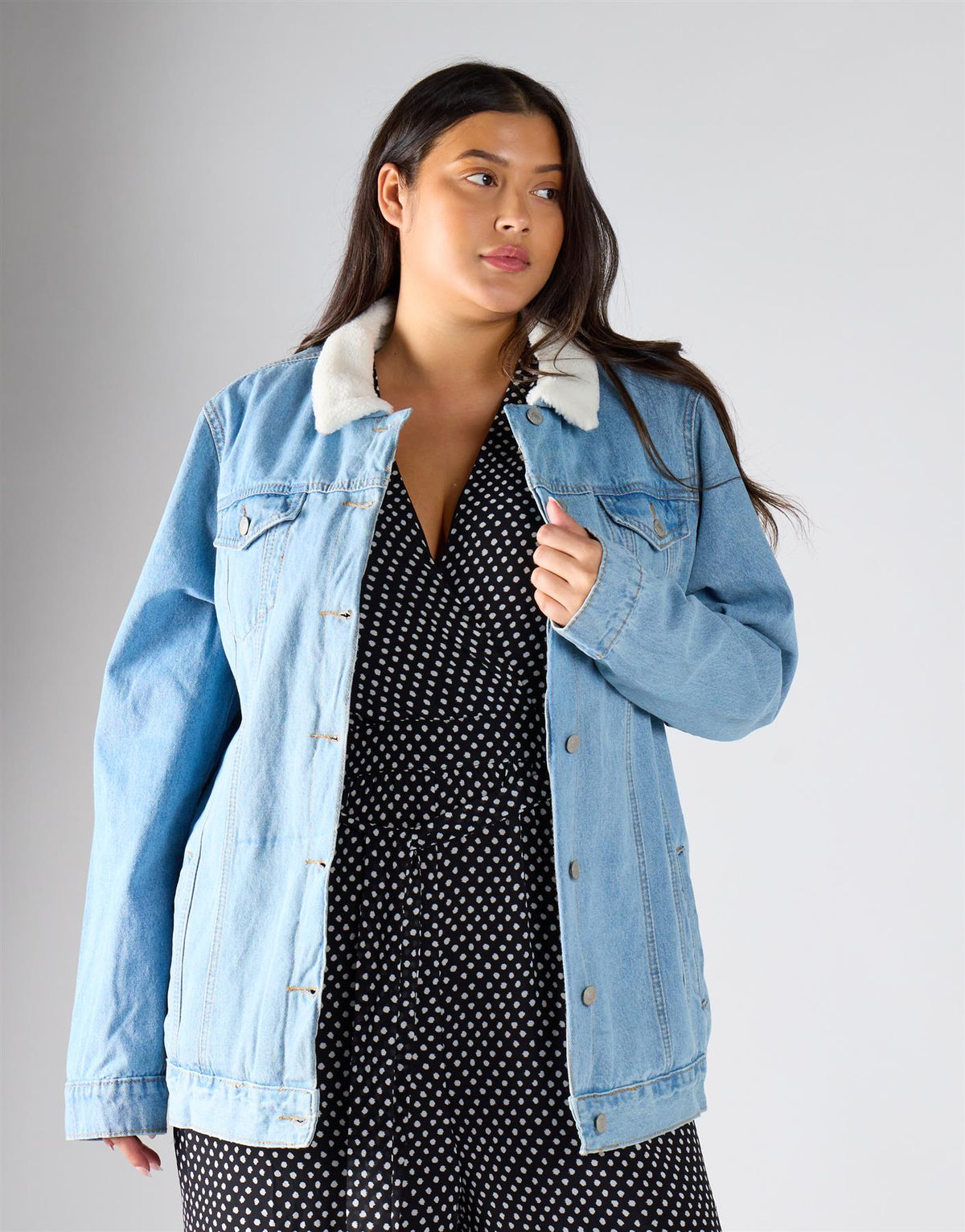 Glamorous Curve Light Wash Denim Jacket