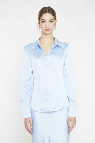 Light-Blue Satin Classic-Shirt