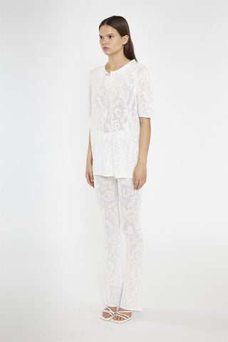White-Textured Knit-Top