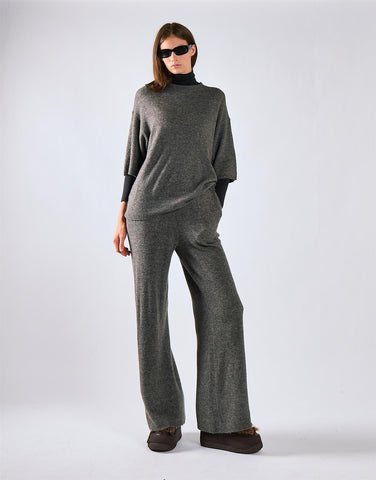 Charcoal Knitted Flare Trousers