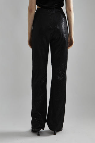 Black Metallic Sequin Slim Fit Trousers