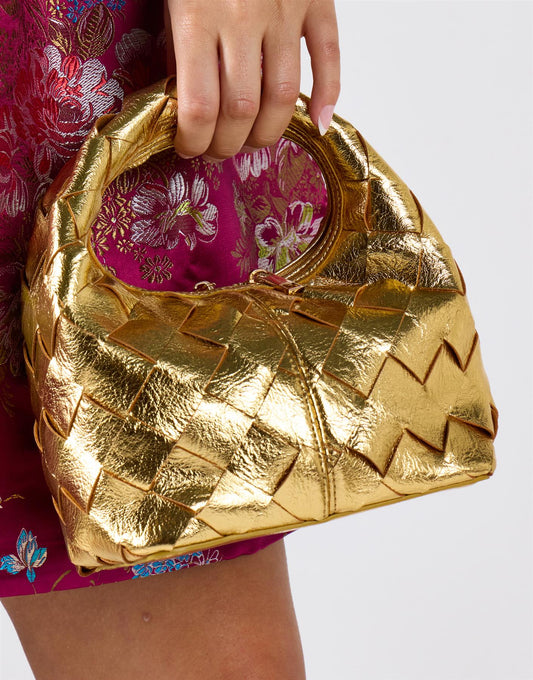 Woven Mini Handbag - Gold