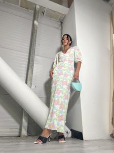 Multi Blurred Floral Maxi Dress
