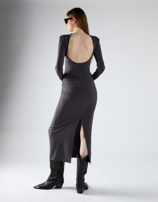 Dark Grey Bodycon Midi Dress