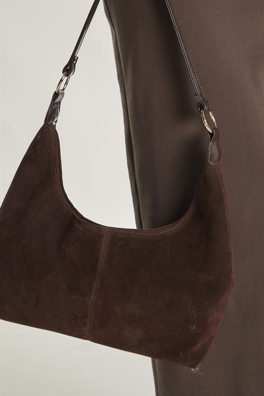 Brown Faux Leather Slouch Bag