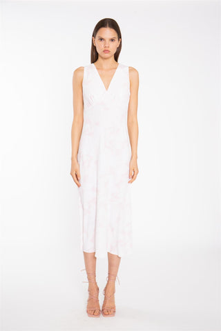 V-Neck Midaxi Dress - Pink Watercolour