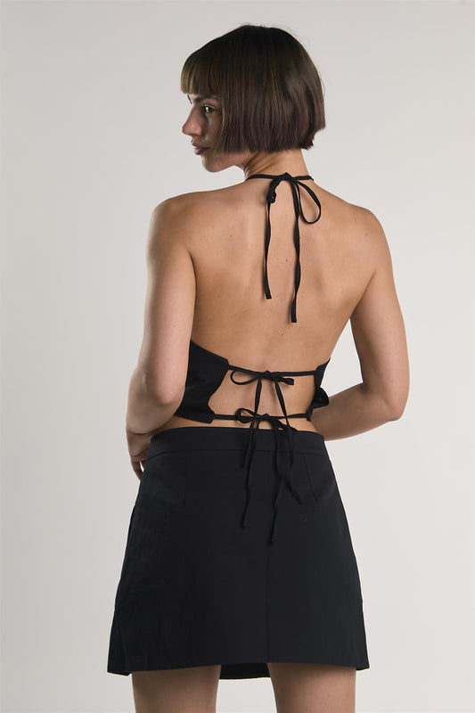 Black Button-Up Mini-Skirt