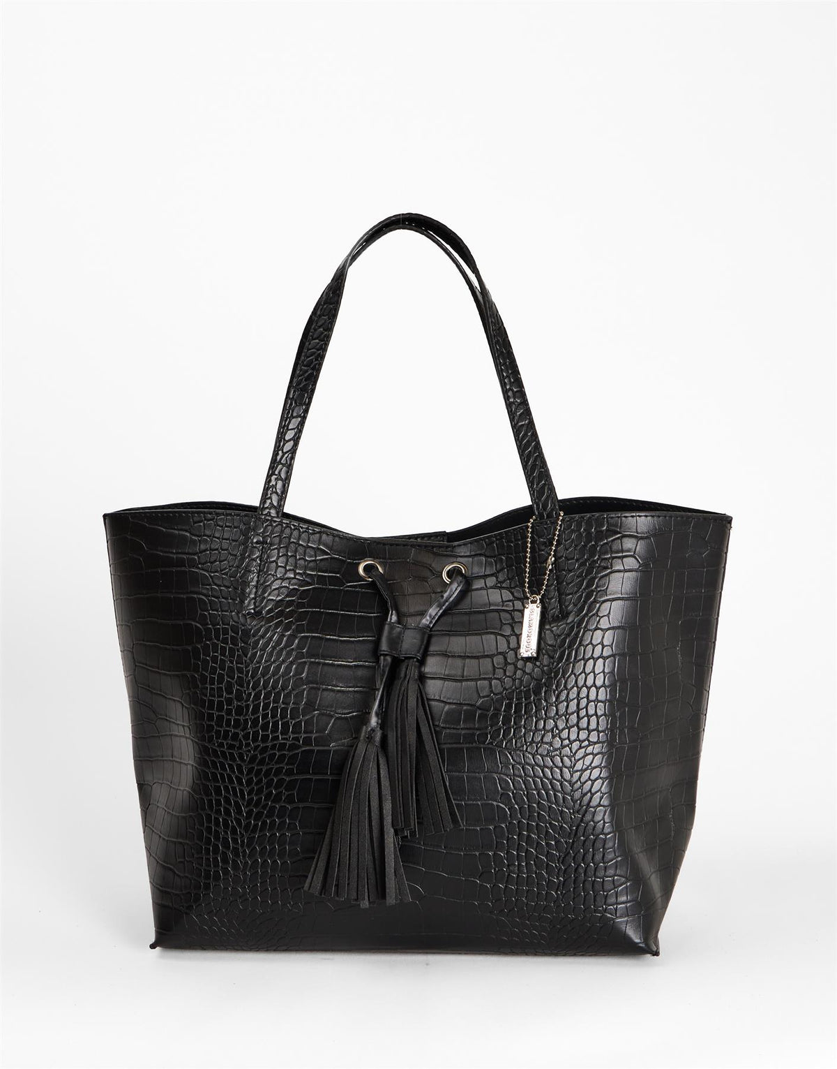 Black Eyelet Tassel Tote Bag