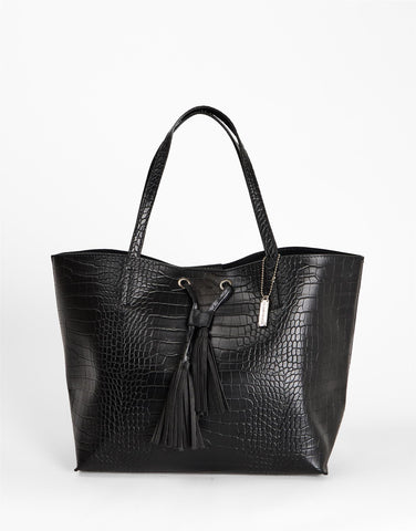 Black Eyelet Tassel Tote Bag