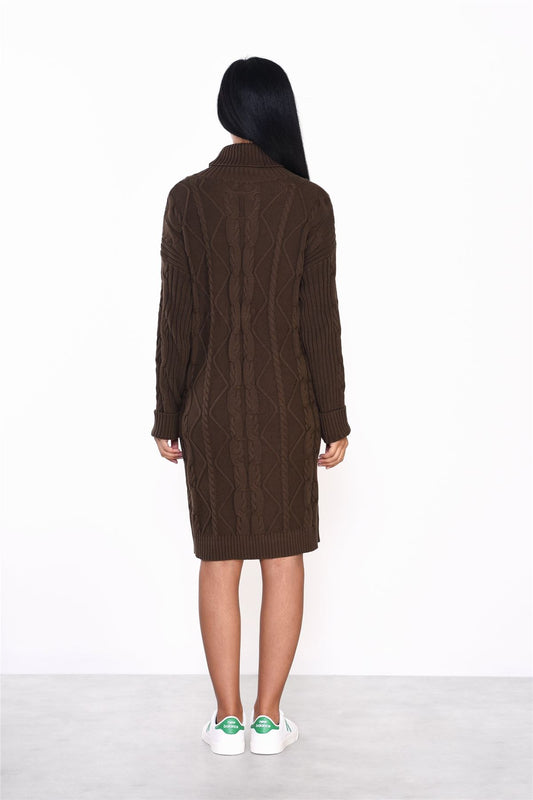 Khaki Brown Sweater Mini-Dress