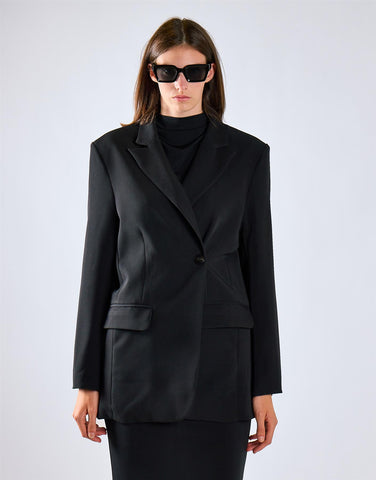 Black Midi Length Suit Jacket