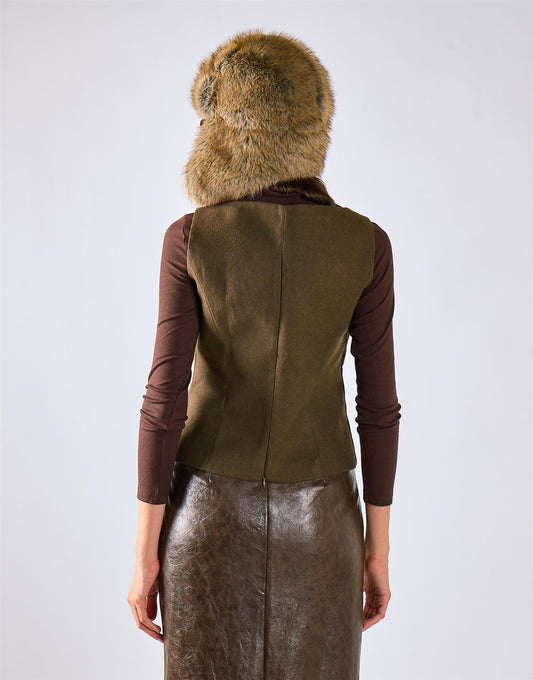 Deep Khaki Boatneck Tailored Fit Top