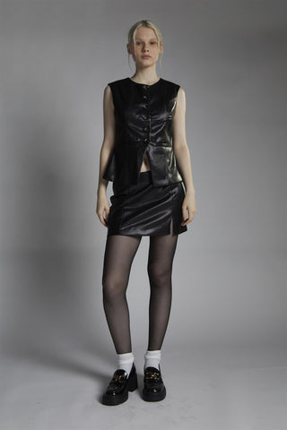 Black Faux-Leather Mini-Skirt