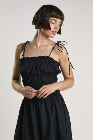 Black Pleated Strappy Dress
