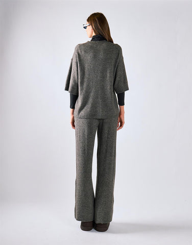 Charcoal Knitted Flare Trousers